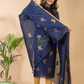 Berry Blue Cotton Linen 2-Piece Set Kurti & Dupatta (UNSTITCHED) - 063