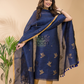 Berry Blue Cotton Linen 2-Piece Set Kurti & Dupatta (UNSTITCHED) - 063