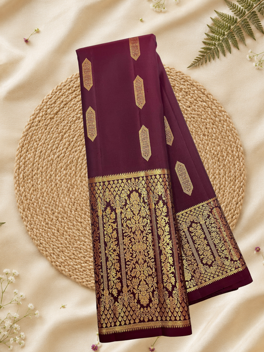 Handwoven Pure Gadwal Silk Saree  |  Wine Red