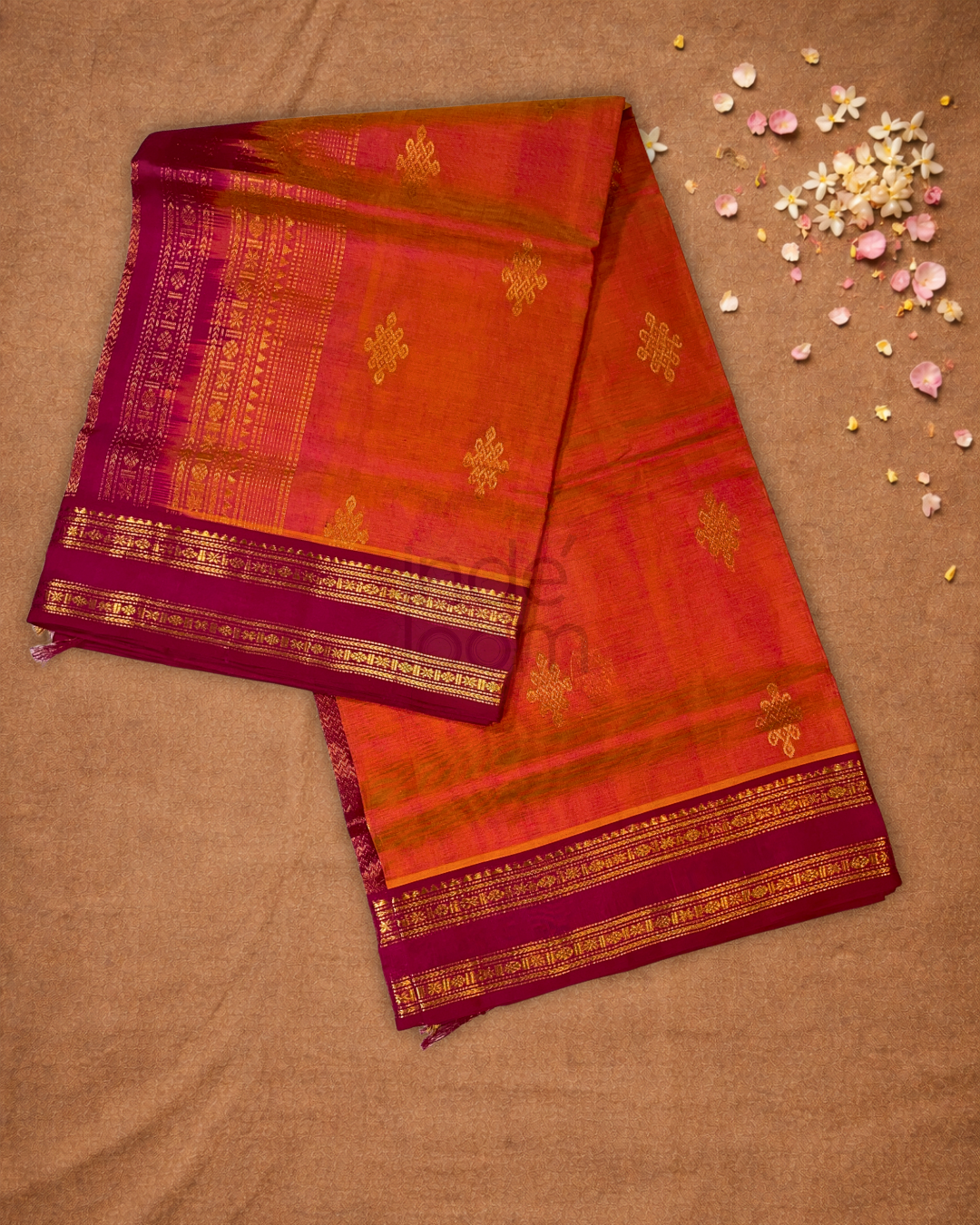 Handloom Korvai Silk Cotton Saree  |  Classic Red