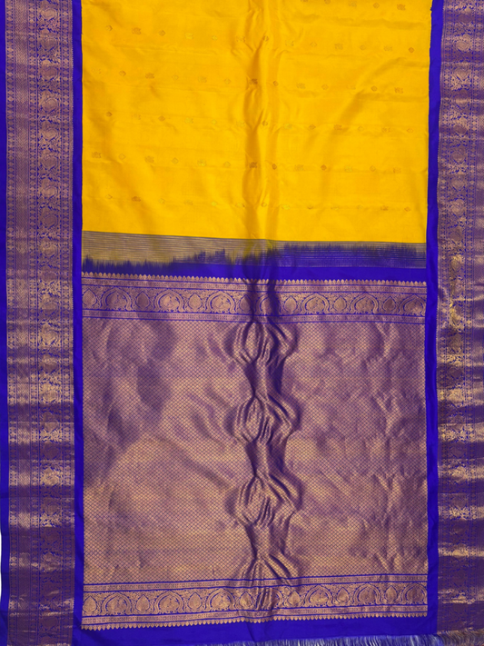Handwoven Pure Gadwal Silk Saree  |  Corn Yellow