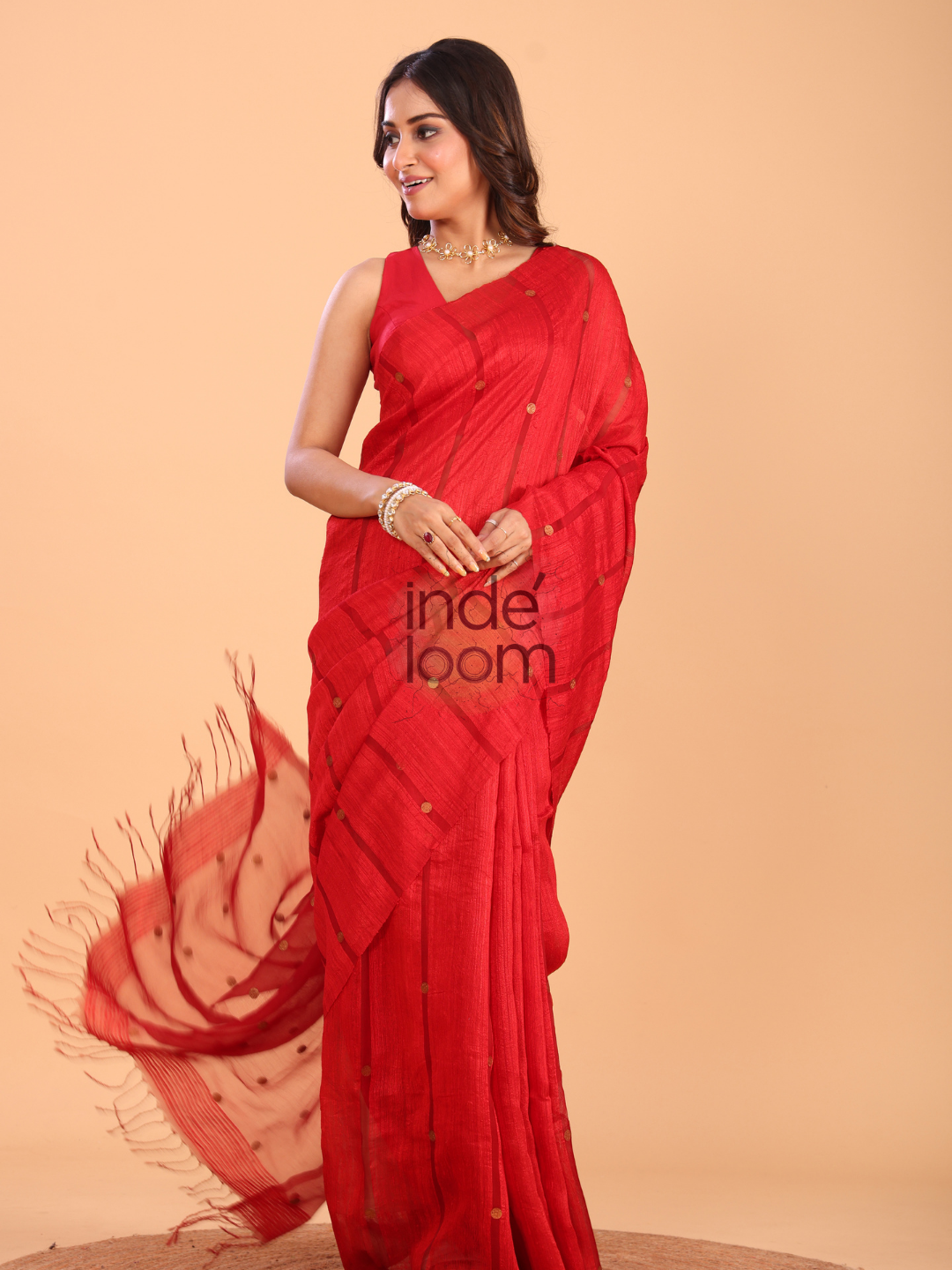 Matka Silk Saree With Classic Red - 137