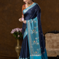 Classic Benarasi Semi Silk Saree | Deep Navy Blue