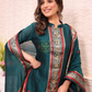 Forest Green Baluchari Linen 2-Piece Set Kurti & Dupatta (UNSTITCHED) - 308