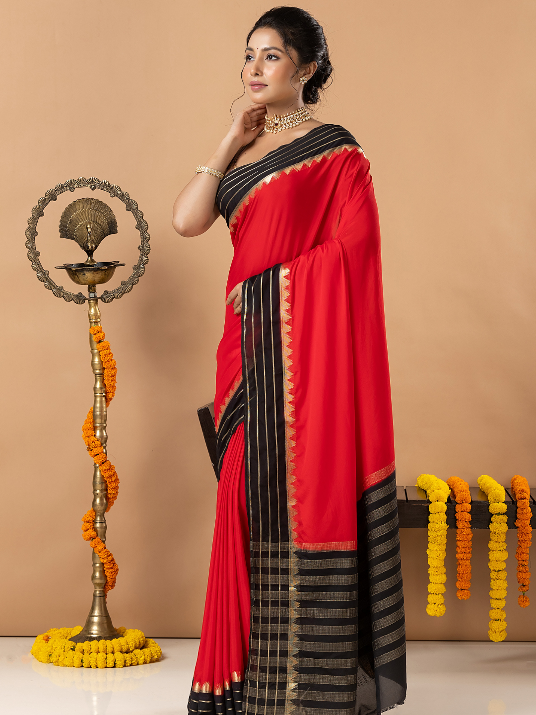 Classic Mysore Semi Silk Saree | Classic Red