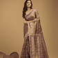 Crepe Pink Tissue Silk Jamdani Saree - 025 - indeloom