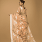 Kota Doria Handpainted Saree With Pale Orange - 006 - indeloom