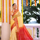 Pure Handloom Korvai Saree | Golden Yellow and Red