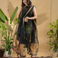 Dark Black Jamdani 2-Piece Set Kurti & Dupatta (UNSTITCHED) -775