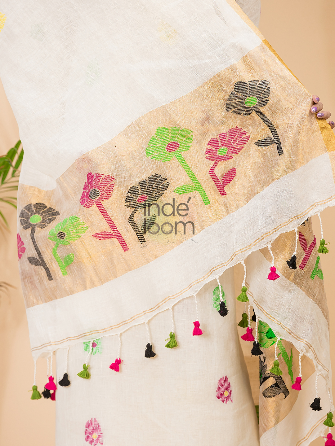 Pearl White Linen X Linen 2-Piece Set Kurti & Dupatta (UNSTITCHED) - 064
