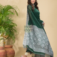 Dark Green Mercerised Cotton Baluchari 2-Piece Set Kurti Dupatta (UNSTITCHED)-887