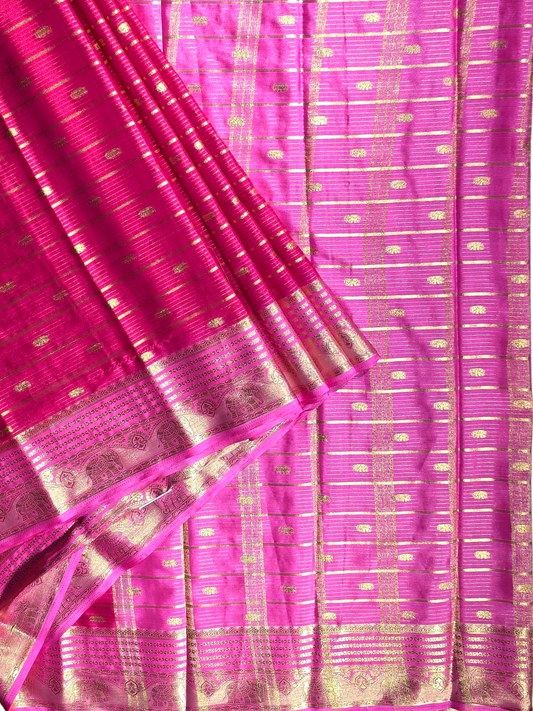 Classic Mysore Semi Silk Saree | Hot Pink