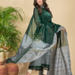 Dark Green Mercerised Cotton Baluchari 2-Piece Set Kurti Dupatta (UNSTITCHED)-887