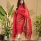 Chilli Red Jamdani 2-Piece Set Kurti & Dupatta (UNSTITCHED) -770