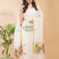 Pearl White Linen X Linen 2-Piece Set Kurti & Dupatta (UNSTITCHED) - 064
