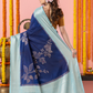 Classic Benarasi Semi Silk Saree | Deep Navy Blue