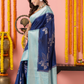 Classic Benarasi Semi Silk Saree | Deep Navy Blue