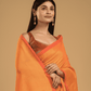 Mul Tissue Cotton Saree With Neon Orange - 049