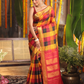 Kanakavalli - Ivory radiance drape with golden pallu and temple Zari