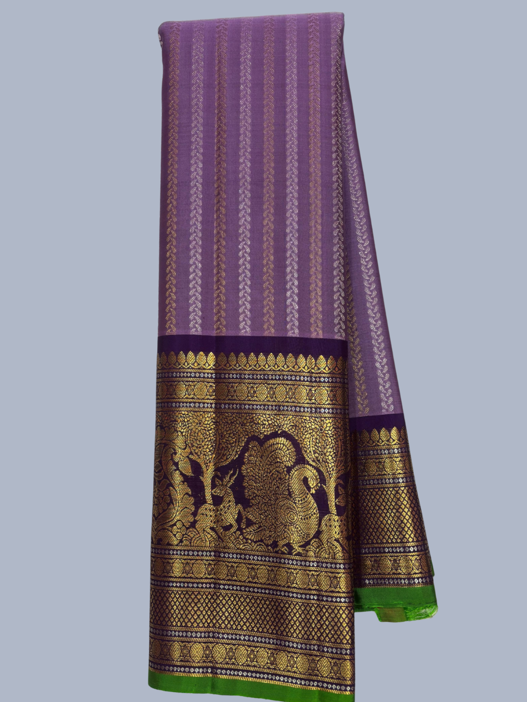 Pure Handwoven Gadwal Silk Saree With Orchid Purple - 028