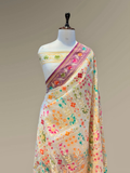 Pure Banarasi Exclusive Ektara Kora JAMDANI Tilfi saree  | Champagne Beige