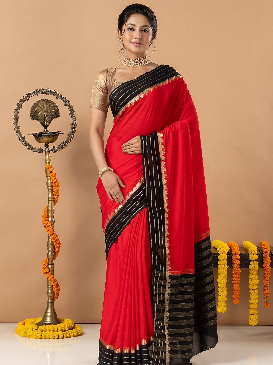Classic Mysore Semi Silk Saree | Classic Red