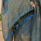 Space Blue Organic Linen 2-Piece Set Kurti & Dupatta (UNSTITCHED) - 0792