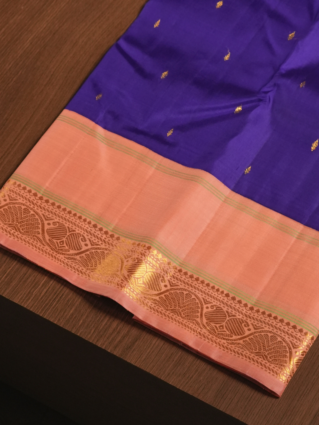Silk Mark Certified Handloom Kanjivaram Silk Saree  |  Indigo Purple