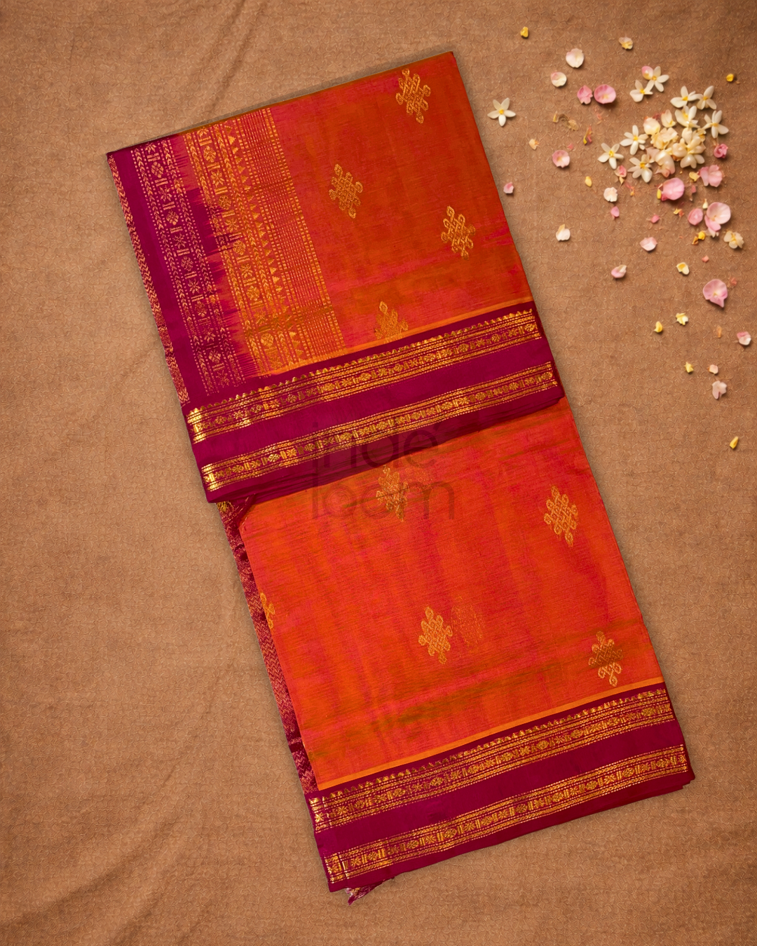 Handloom Korvai Silk Cotton Saree  |  Classic Red