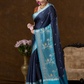 Classic Benarasi Semi Silk Saree | Deep Navy Blue