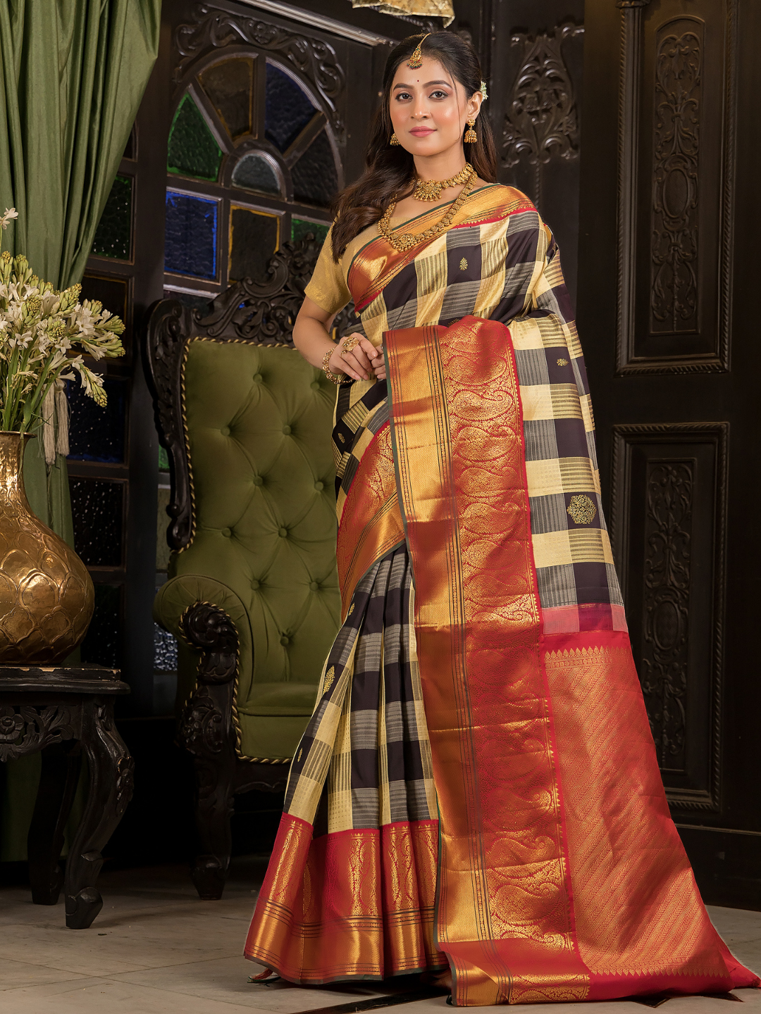 Chaturanga - Classic Madras checked silk in heritage tones