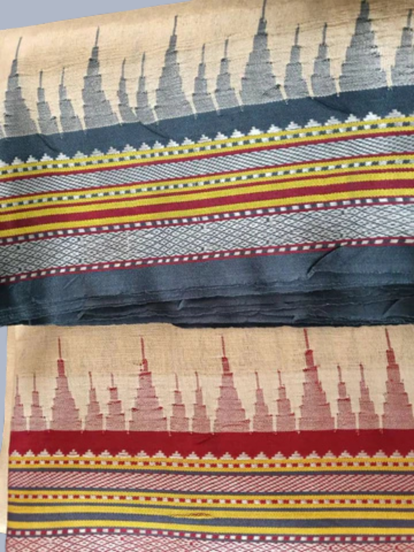 Dark Red Handloom Vidarbha Tussar Silk Saree with Multicolor Contrast Border -081