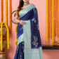 Classic Benarasi Semi Silk Saree | Deep Navy Blue