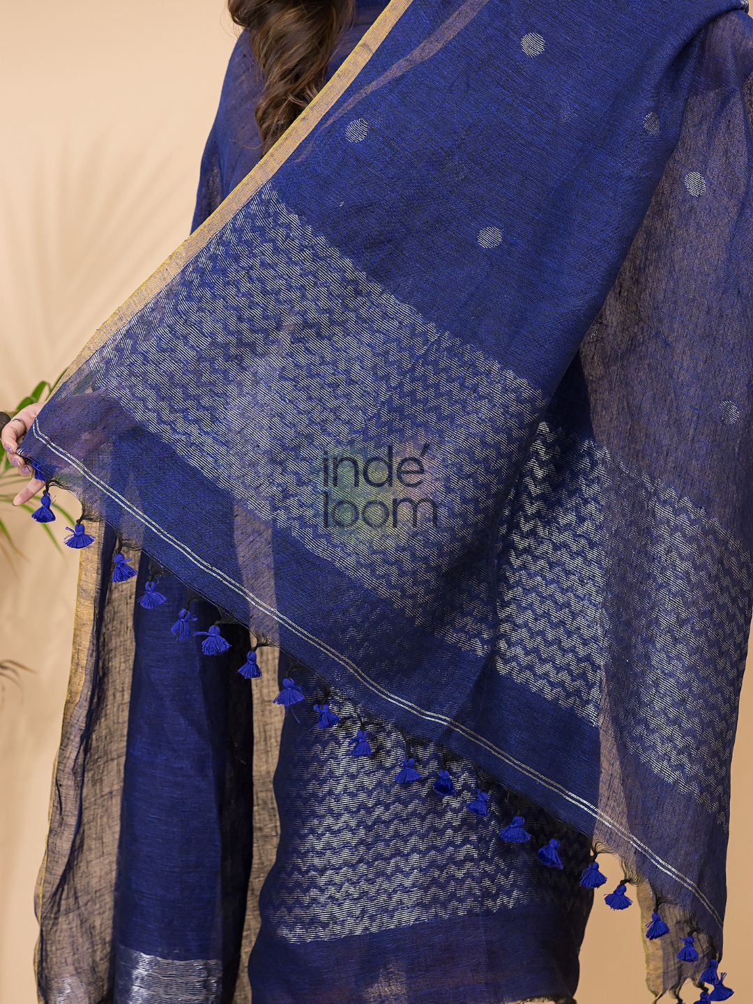 Denim Blue | Handloom Jamdani Linen Unstitched 2-Piece Kurti