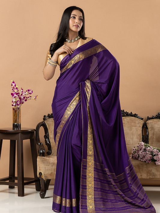 Classic Mysore Semi Silk Saree | Royal Purple