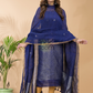 Denim Blue | Handloom Jamdani Linen Unstitched 2-Piece Kurti