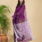 Wine Purple Mercerised Cotton Baluchari 2-Piece Set Kurti Dupatta (UNSTITCHED)-886