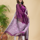 Wine Purple Mercerised Cotton Baluchari 2-Piece Set Kurti Dupatta (UNSTITCHED)-886