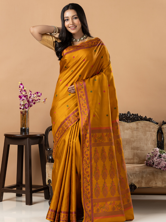 Handloom Kanjivaram Silk Saree | Mustard Gold