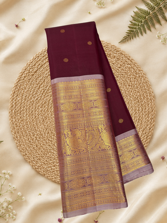Handwoven Pure Gadwal Silk Saree  |  Maroon Red