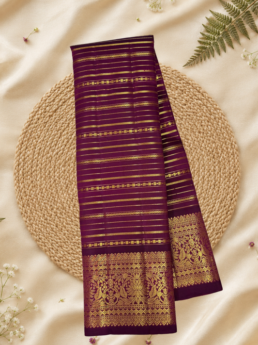 Handwoven Pure Gadwal Silk Saree  |  Wine Red