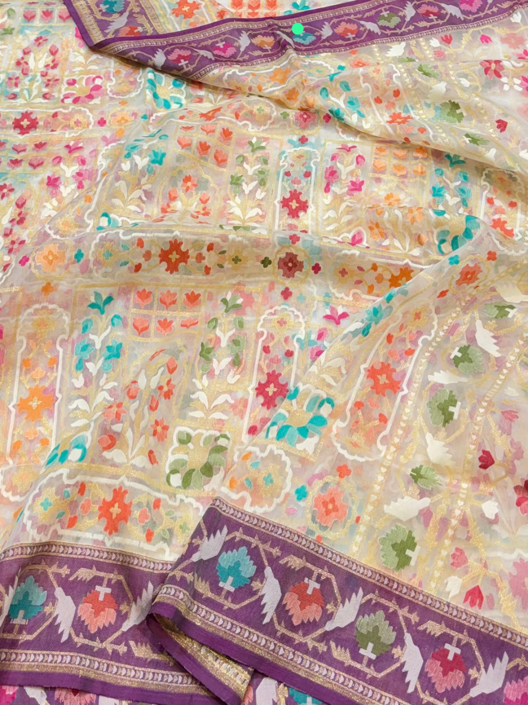 Pure Banarasi Exclusive Ektara Kora JAMDANI Tilfi saree  | Champagne Beige
