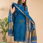 Royal Blue Linen X Line 2-Piece Set Kurti & Dupatta (UNSTITCHED) - 007