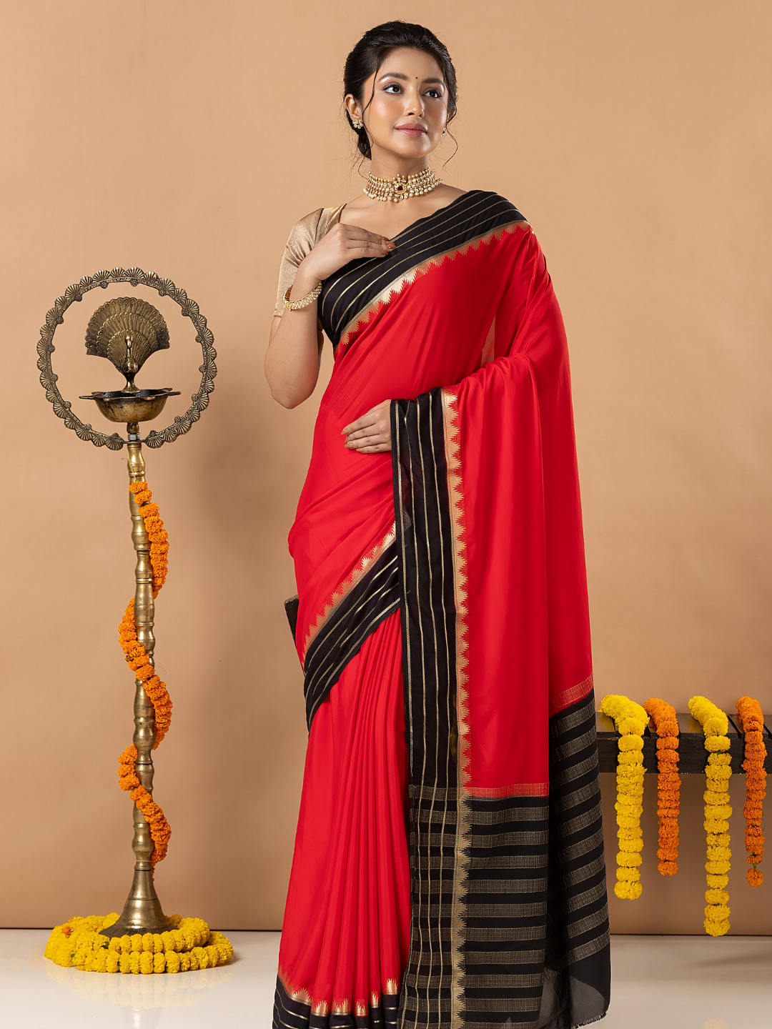 Classic Mysore Semi Silk Saree | Classic Red