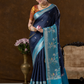 Classic Benarasi Semi Silk Saree | Deep Navy Blue
