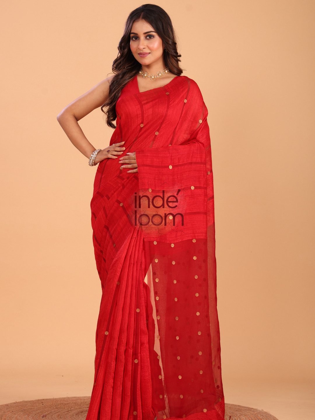 Matka Silk Saree With Classic Red - 137