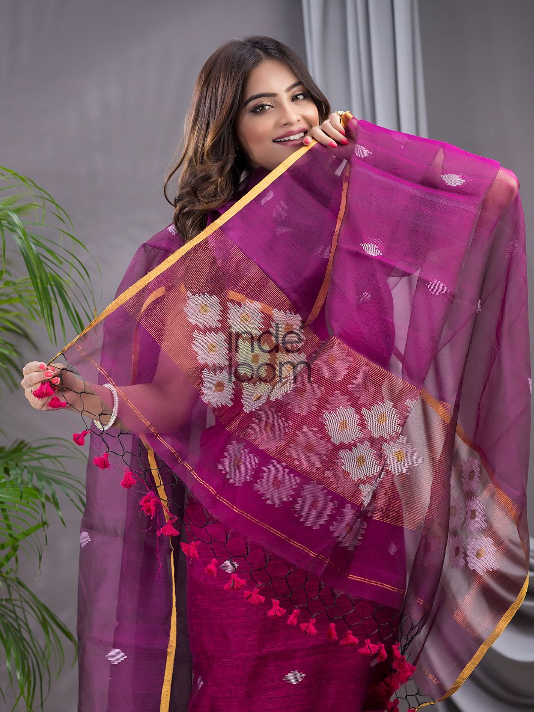 Orchid Purple Matka Jamdani 2-Piece Set Kurti & Dupatta (UNSTITCHED) - 107