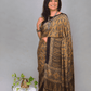 Ajrakh Exclusive Designer Modal Silk in Mustard and Black with Intricate Pattern - 041 - indeloom