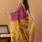 Pure Handloom Linen Saree | Deep Purple