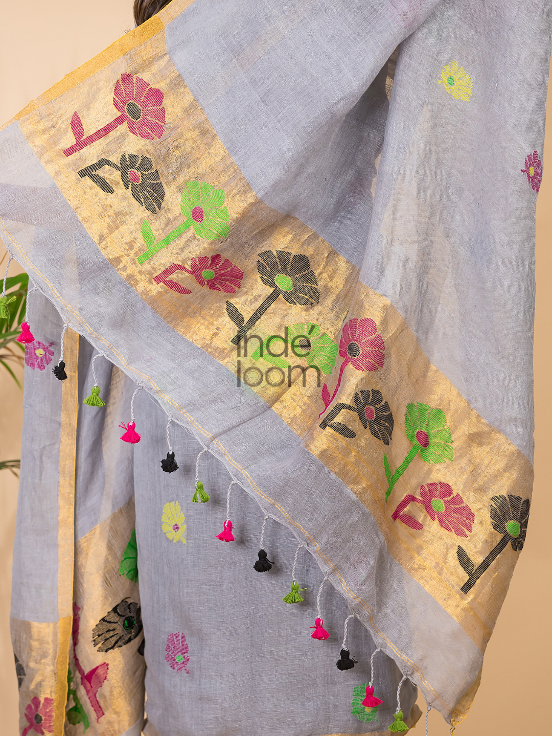 Stone Blue Linen X Linen 2-Piece Set Kurti & Dupatta (UNSTITCHED) - 068